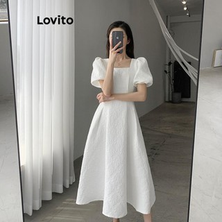 Đầm Lovito xếp ly họa tiết hoa phong cách thường ngày cho nữ LNE54280