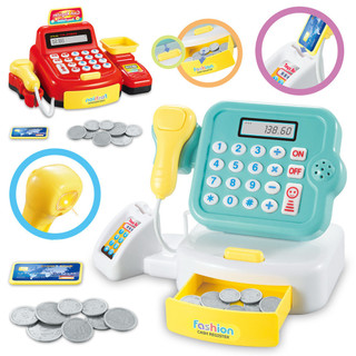Siêu thị Mini Máy tính tiền Đồ chơi có thể tính toán bằng đèn âm thanh Trẻ em Đồ chơi nhà chơi Quà tặng sinh nhật