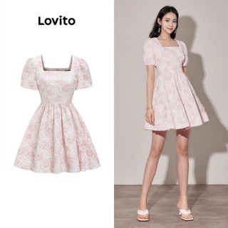 Đầm Lovito họa tiết hoa nhí với khóa kéo sau lưng phong cách thường ngày thời trang cho nữ L59ED108 (Tím nhạt)