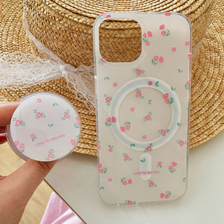 Ốp Lưng Cứng Tương Thích Với iPhone 12 12Pro 12ProMax 13 13Pro 13ProMax 14 14Pro 14ProMax 15 15Pro 15ProMax Ốp Nam Châm Họa Tiết Hoa Trắng Nhỏ