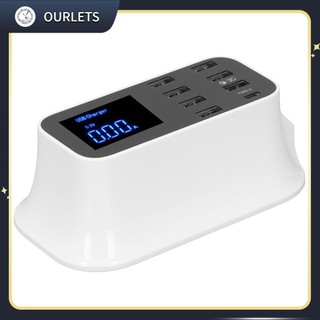 Ourlets màn hình kỹ thuật số led 40w bộ sạc usb bảo vệ đa năng 8 cổng đổi nguồn lcd ac100‑240v