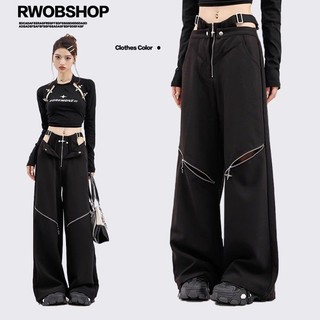 Hiphop ống rộng thông thường cao cấp màu đen thẳng dáng rộng YYTP