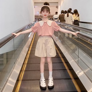 Tay Ngắn Phù Hợp Với Influencer Mùa Hè Phong Cách Mới Thời Trang Bé Gái Bé Gái Quần Áo Mùa Hè Lớn Trẻ Em Nữ Thời Trang