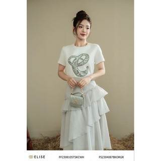 【COD】 Áo thun trắng in hình thiết kế Elise FF2308105TSKCWH