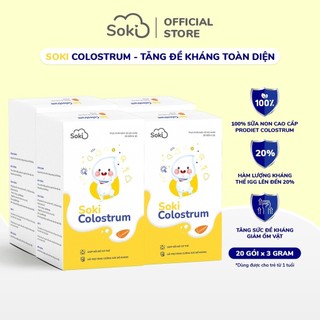 Combo 4 Sữa Non SOKI COLOSTRUM Giúp Bé Ăn Ngon, Tiêu Hóa Tốt, Đề Kháng Khỏe Hộp 20 gói