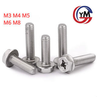 [Ymh1]  M3M4M5M6M8 Bulong liền long đền INOX 304 - Ốc chống tháo ,Bulong lục giác ngoài