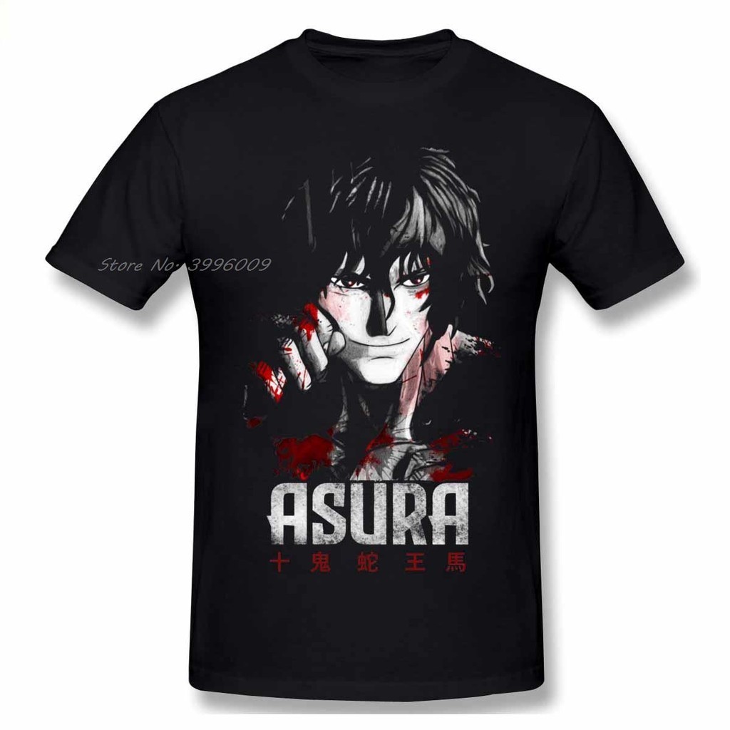 Áo sơ mi bông Ohma Tokita Anime Kengan Ashura, retro cổ tròn tay ngắn