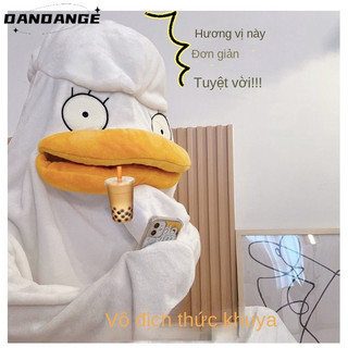 Áo liền quần dài tay ấm áp DANDANGE, họa tiết hoạt hình vịt dễ thương in hình mùa đông, phù hợp cho các cặp đôi