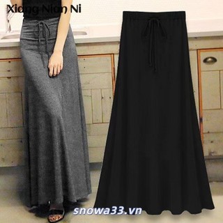 Xiang Nian Ni Váy Nữ Cao Cấp Giữa Chiều Dài Duyên Dáng Xám Drap Chữ A Đầm Viền Lớn