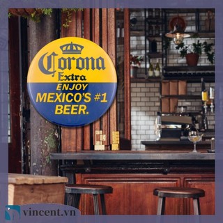 [Vincent.vn] Đĩa Kim Loại Vintage Bia Corona Tròn Sắt Tranh Treo Tường Nghệ Thuật Trang Trí Nhà30x30cm