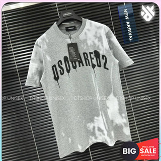 (Hàng Đẹp) Áo Thun Xám DSQ Chảy Sơn ❤ Áo Phông Cotton Khô Dày Dặn Dáng Rộng Nam Nữ DTS408