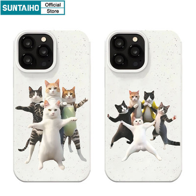 Suntaiho Dễ Thương Ngộ nghĩnh Vỏ Điện Thoại Họa Tiết Mèo Nhảy Múa Cho Iphone 16 15 14 12 13 11 Pro Max IP 7 8 Plus Iphon X Xs XR Xs Max TPU Silicon Mềm Cao Cấp Chống Sốc Ốp Lưng