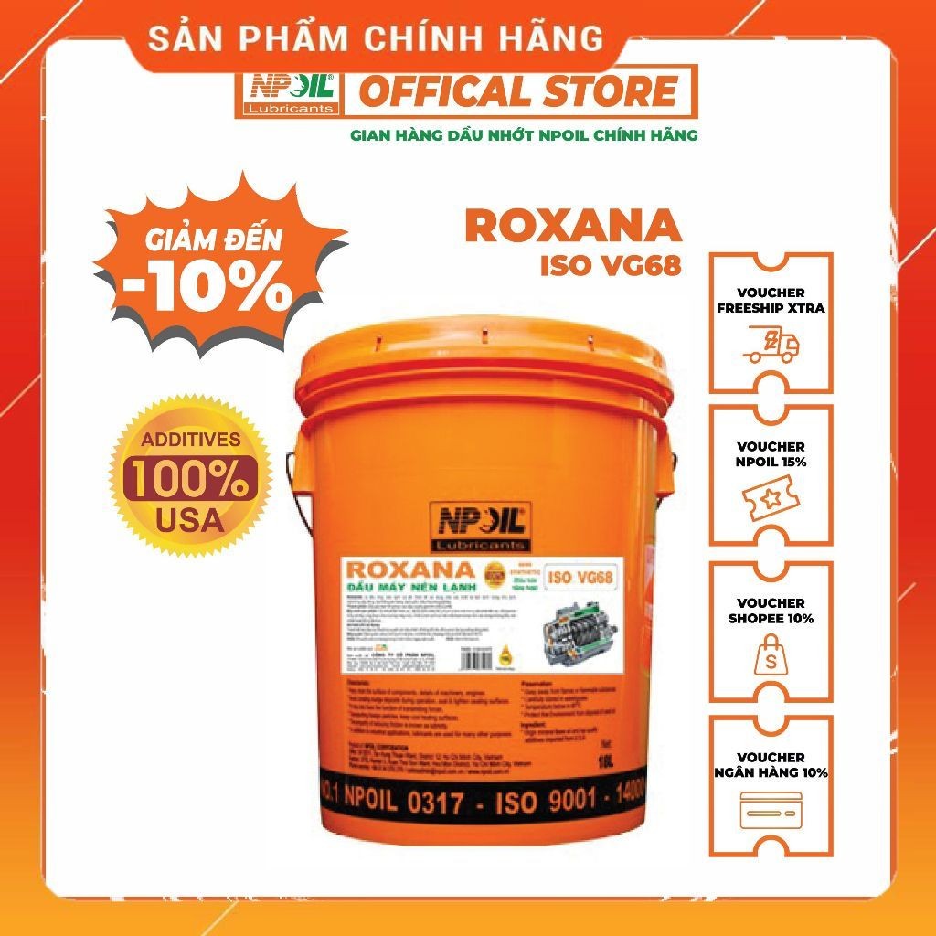 Dầu máy nén lạnh NP Roxana 46/68 xô 18l