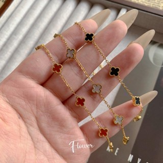 Thép Titan Bốn Lá Vòng Tay Cỏ Ba Lá 9 Mm Vòng Cổ Nữ Trang Sức Cao Cấp Không Phai Màu Bộ Vòng Cổ Vòng Tay Bán Buôn