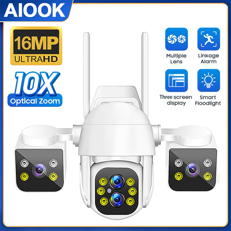 Camera AIOOK 10X ZOOM Camera WIFI chống nước ngoài trời HD 16MP 4K Tầm nhìn ban đêm Liên lạc hai chi