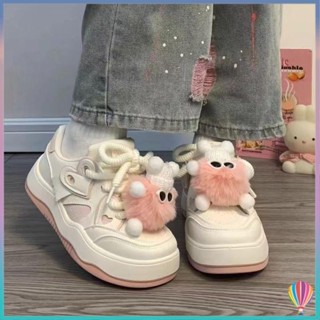 Giày đế dày xấu xí dễ thương mũi to màu trắng Giày thể thao thông thường mùa hè