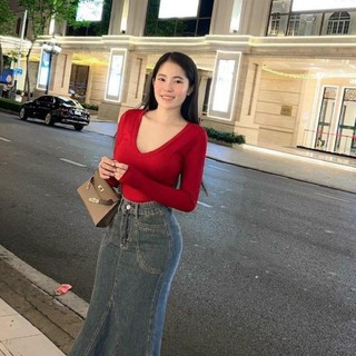 ÁO CỔ TIM TAY DÀI TRƠN BASIC