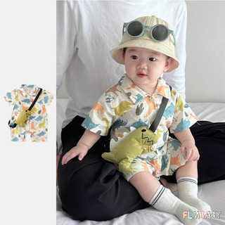 Mùa hè dễ thương khủng long romper bé trai mềm mại tay ngắn áo liền quần cho bé 0-2 tuổi
