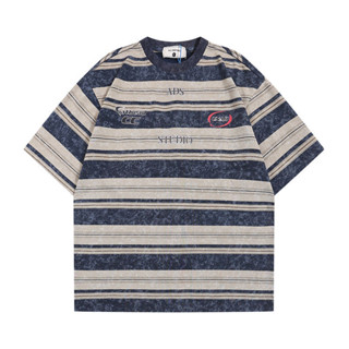 bigsize t shirt nam,áo unisex,style hàn quốc,retro,vintage, áo boy phố,đồ bộ nam,Fat Brother Size Lớn 150.10kg 024 Xuân Hè Mới Sọc Áo Thun Ngắn Tay Nam Nữ Rời Thắt Lưng Thiết Kế Thời Trang Hàng Đầu,basic tee  ,sơ mi polo