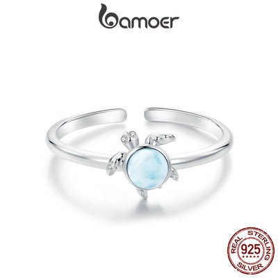 Bamoer 925 Sterling Sliver Nhẫn Thiết Kế Rùa Biển Trang Sức Thời Trang Quà Tặng Cho Nữ