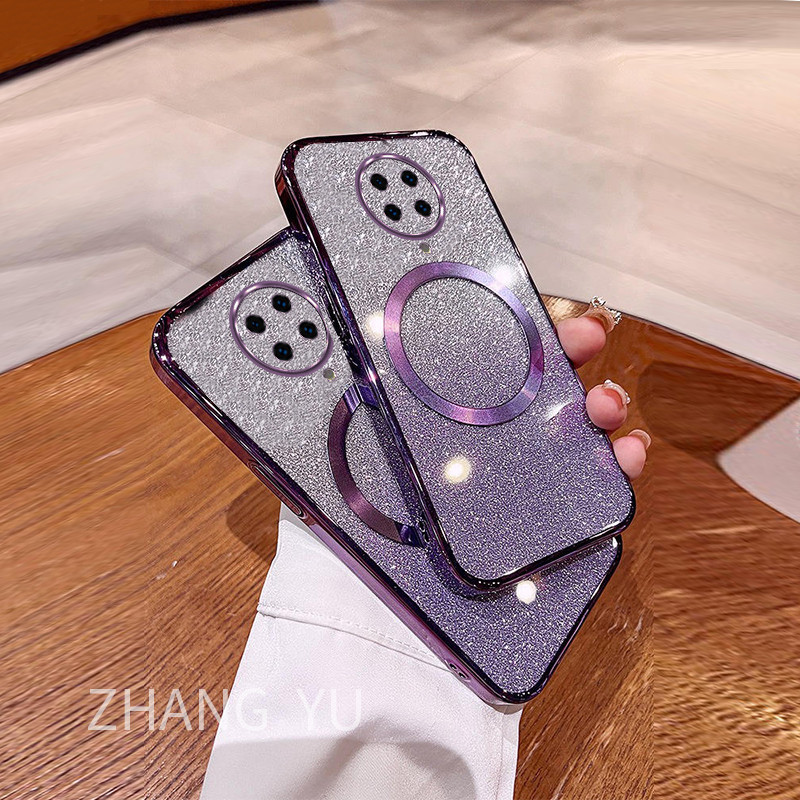 Ốp lưng Redmi K30 K40 K50 K60 K70 PRO K60E K70E Ốp điện thoại TPU hình tròn hút từ tính Vỏ mềm mạ đi