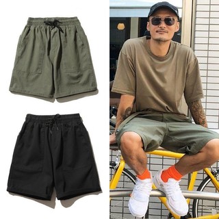 Shawn Yue Cùng Phong Cách Hồng Kông Phong Cách ins Quần Short Nam Mùa Hè Nhật Bản Đơn Giản Thẳng Quần Rời Năm Điểm Quần