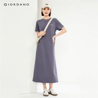 GIORDANO Nữ Váy 100% Cotton Thêu Váy Mùa Hè Đường Sáng Cổ Tròn Tay Ngắn Thời Trang Áo 05464471