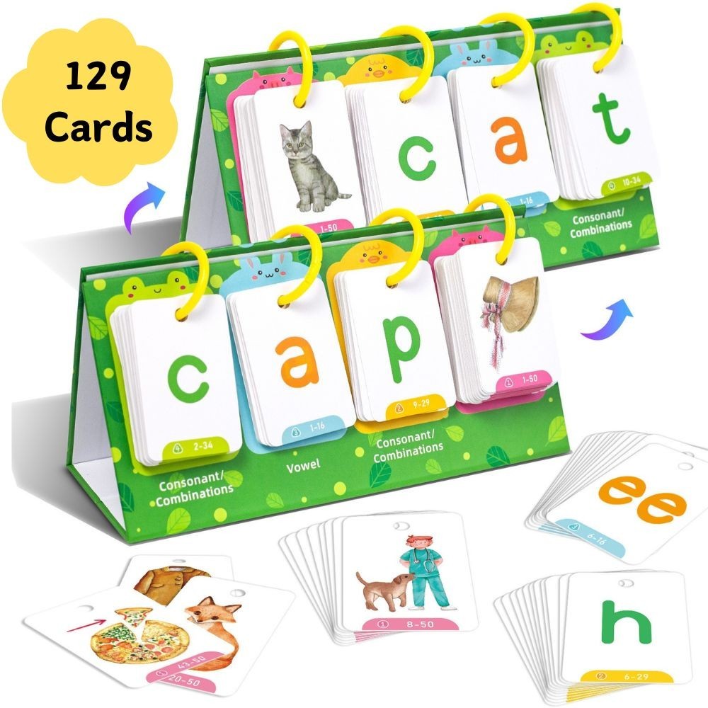 129 Chiếc Phonics Tiếng Anh Flash Thẻ CVC Từ Vowel Consonant Lịch Để Bàn Giáo Dục Thẻ Học Tập Cho Trẻ Em Đồ Chơi Học Tập Máy Trợ Giảng