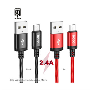 Cáp sạc nhanh hoco X89, hỗ trợ sạc nhanh lên đến 2.4A, truyền dữ liệu từ USB to Micro, dây dài 1m bện dù chống đứt.