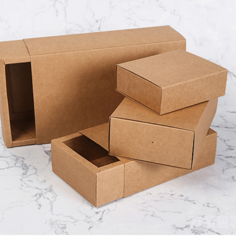 Hộp quà kraft dạng nắp kéo kiểu bao diêm kraft H38 Vintage kèm rơmlót đựng quà sinh nhật, tốt nghiệp