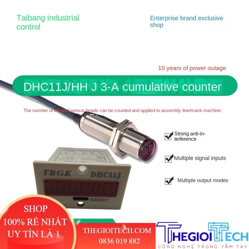 Bộ Đếm Mặt Nạ Sáu Chữ Số Bộ Nhớ DHC11J/HHJ3-A/ (Có Thể Được Trang Bị Cảm Biến NPN) - DHC11J 10Cm
