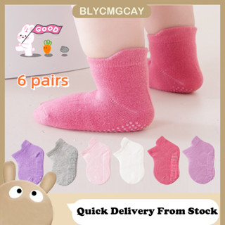 6 Đôi Tất Cotton Cho Bé Sọc Màu Trơn Bé Trai Bé Gái Tất Chống Trơn Trượt Trẻ Em Tất Sàn Cho Bé