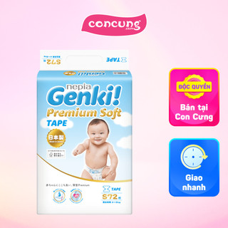 Bỉm tã dán Nhật Bản cao cấp Genki size S 72 miếng