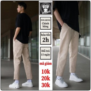 Quần baggy nam nữ ống suông kaki basic unisex lưng chun có dây rút màu đen và màu be đẹp trẻ trung pon.mens hà nội