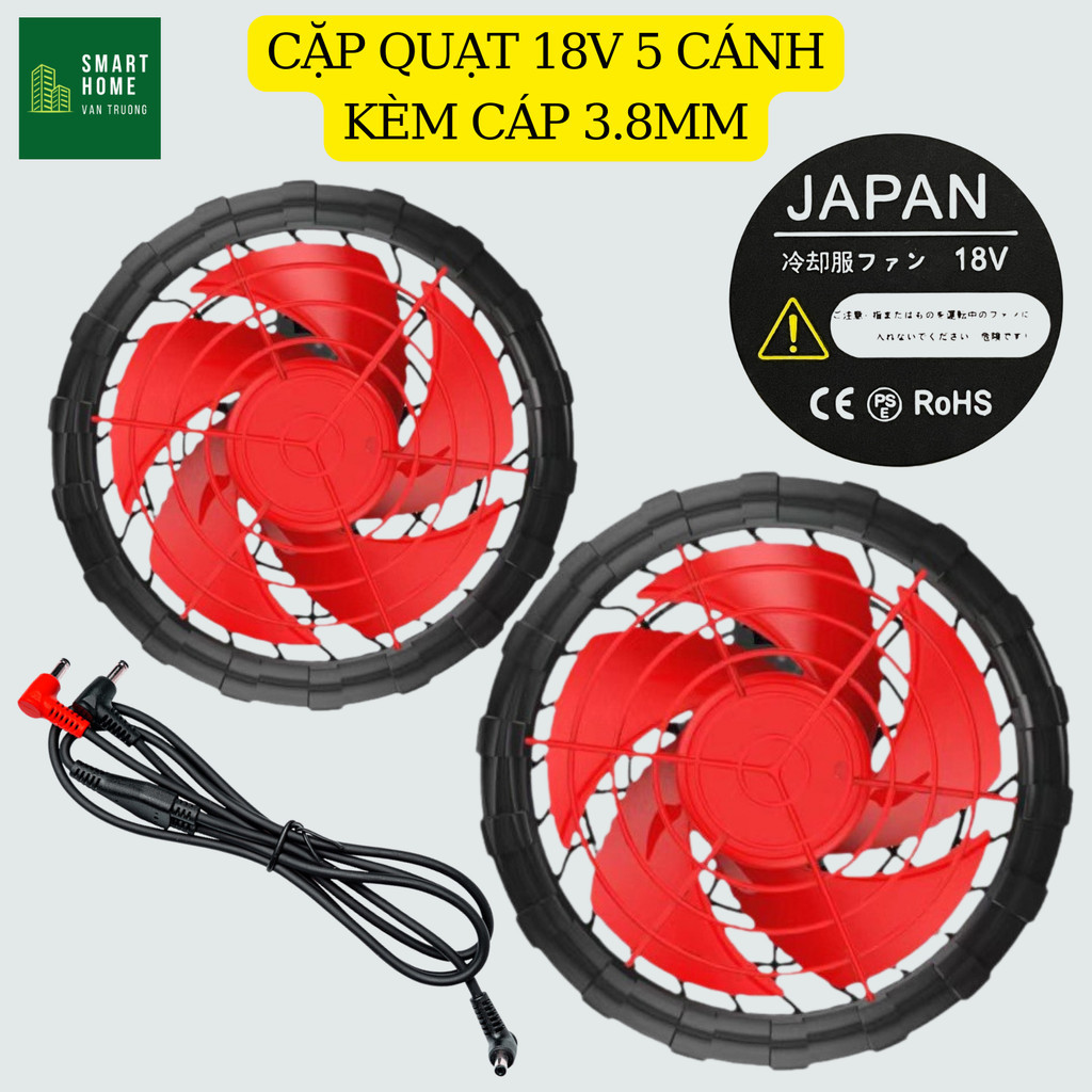 Áo điều hoà AKITA 18V chính hãng Nhật Bản dung lượng pin cánh quạt đỏ ,đen.