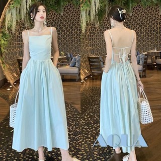 Anana-nữ Trượt Đầm Spaghetti Dây Lưng Thắt Lưng Xoay Mùa Hè Dài Kỳ Nghỉ