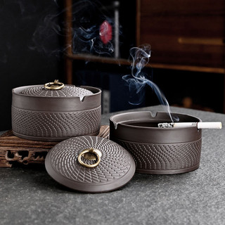 New Product#Purple Sand Ashtray with Lid Creative with Cover Prevent Fly Ash High-End Home Living Room Office Retro Large Ornaments4wu