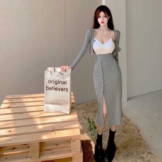 váy ôm body  Nữ Mới Nhất phối áo khoác cho nữ, kiểu dáng sexy gợi cảm , kiểu hotgirl