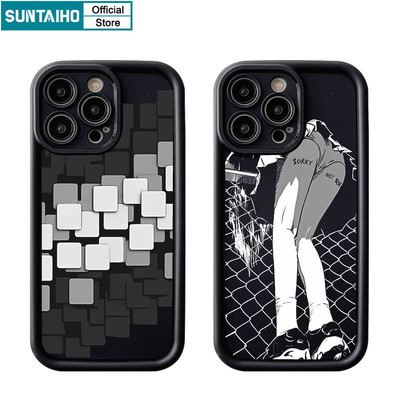 Suntaiho Ngộ nghĩnh Vỏ Độc Đáo Graffiti Bé Gái Họa Tiết Lưới Ốp lưng Iphone 15 14 12 13 11 Pro Max IP 7 8 Plus Iphon X Xs XR Xs Max Silicone Mềm Cao Cấp Chống Sốc Ốp Lưng