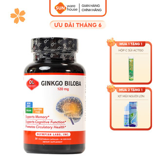 Viên Uống Bổ Não Olympian Labs Ginkgo Biloba 120 mg Tăng Trí Nhớ Hiệu Quả 30 Viên