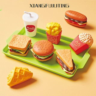 Xiangfujutingpoou Trẻ Em Con Rối Chơi Mini Montessori Giáo Dục Sớm Mô Phỏng Thực Phẩm Burger Mô Phỏng Khoai Tây Chip Play-Doh Tương Tác Nhà Bếp Play-Doh
