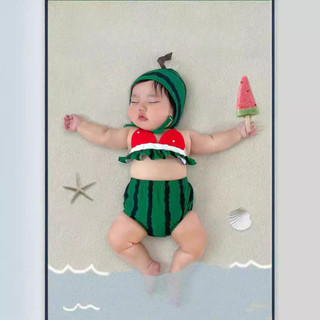 Đồ bơi cho bé Hình dưa hấu dễ thương Đồ bơi cho bé có mũ 0-2 tuổi