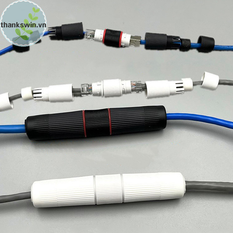 Thankswin 1 Đầu nối Docking RJ45 Mạng Ethernet Chống nước thẳng IP67 Header Bộ mở rộng cáp mạng băng thông rộng ngoài trời vn