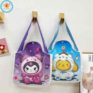Túi vải canvas trẻ em IQ Angel, túi đeo vai, túi đeo chéo thời trang hoạt hình dễ thương.