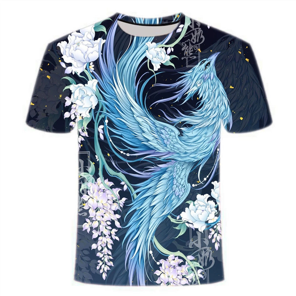 Mùa Hè 2022 Mới Thời Trang Trung Quốc Hợp Thời Trang 3D In Hình Áo Thun Cổ Tròn Ngắn Unisex Ngoài Trời Dạo Phố