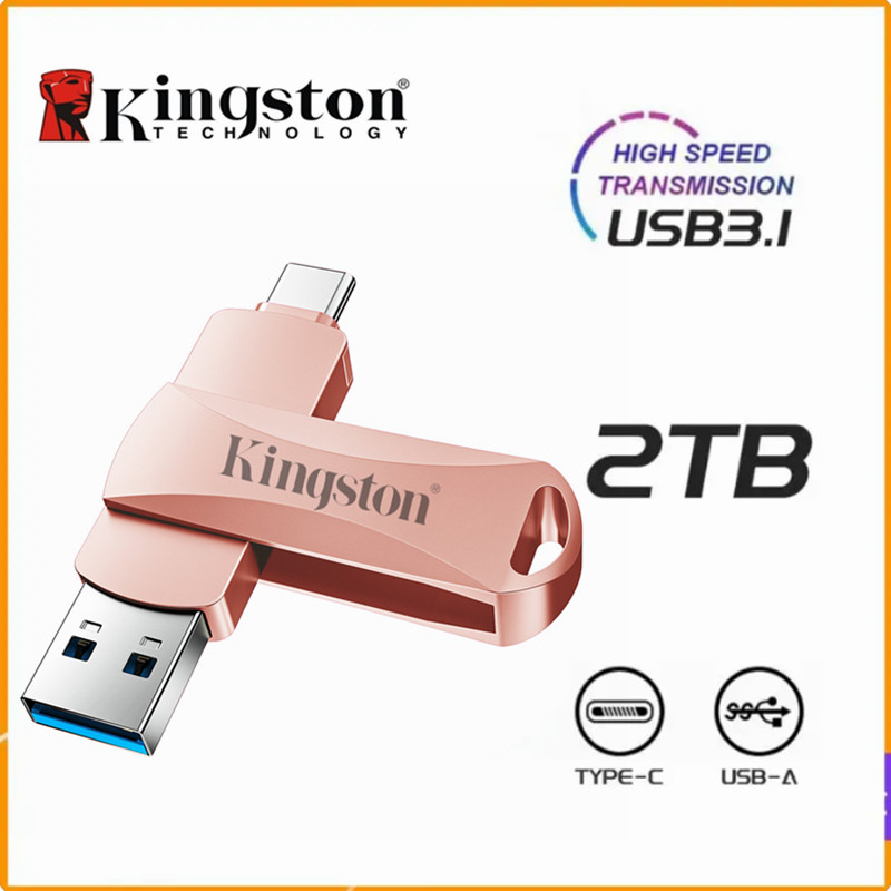 KINGSTON Ổ đĩa Flash USB 2 trong 1 Type-C 2TB Thẻ nhớ 1TB cho Android PC USB 3.0-Usb