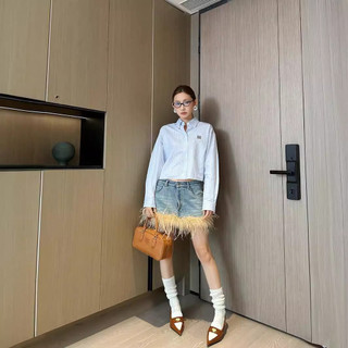Mm Home 24ss Phong Cách Mới Áo Sơ Mi Sọc Mờ Thiết Kế Ngọt Ngào Hoặc Muối Thêu Chữ logo Thời Trang Phù Hợp Với Áo Sơ Mi