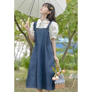 Váy Yếm Bò Thiết Kế Thích Hợp Cho Nữ Váy Dài Thân Hình Nhỏ Dễ Thương Kiểu Nhật Bản Mẫu Mới Mùa Hè