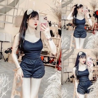 Sét bộ 2 dây kèm quần short thun gân viền ren mẫu mới mã 05