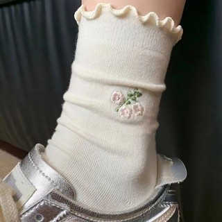 Tất thêu hoa cho nữ Tất Cotton ren cô gái ngọt ngào dễ thương